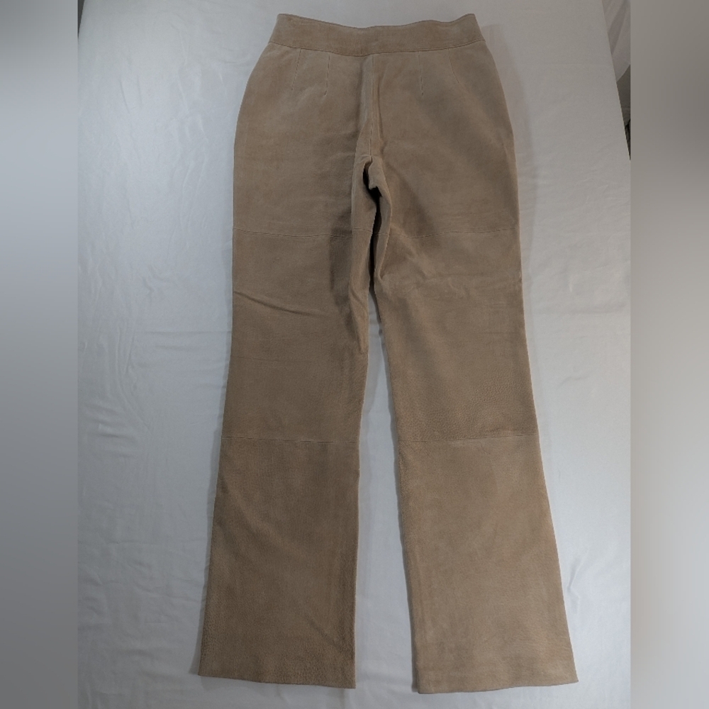 Massini Women's Tan Genuine Suede Leather Pants Size 10 - Picture 1 of 14